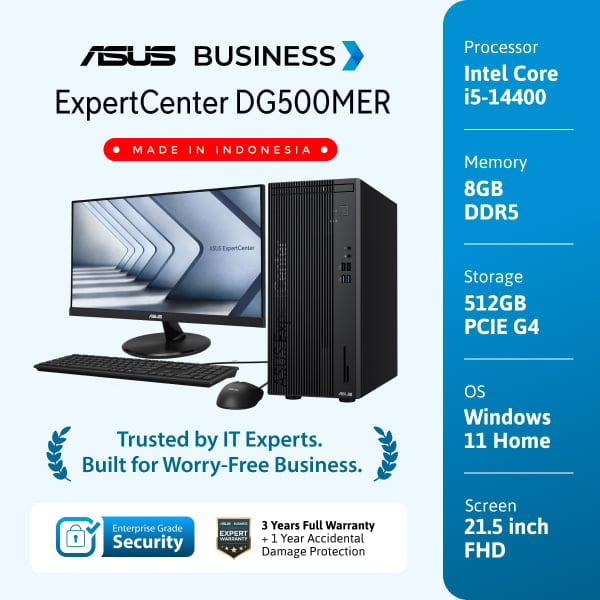 ASUS EXPERTCENTER DG500MER i5/8GB DDR5/512GB SSD/Win Home/LCD 21.5 Inch
