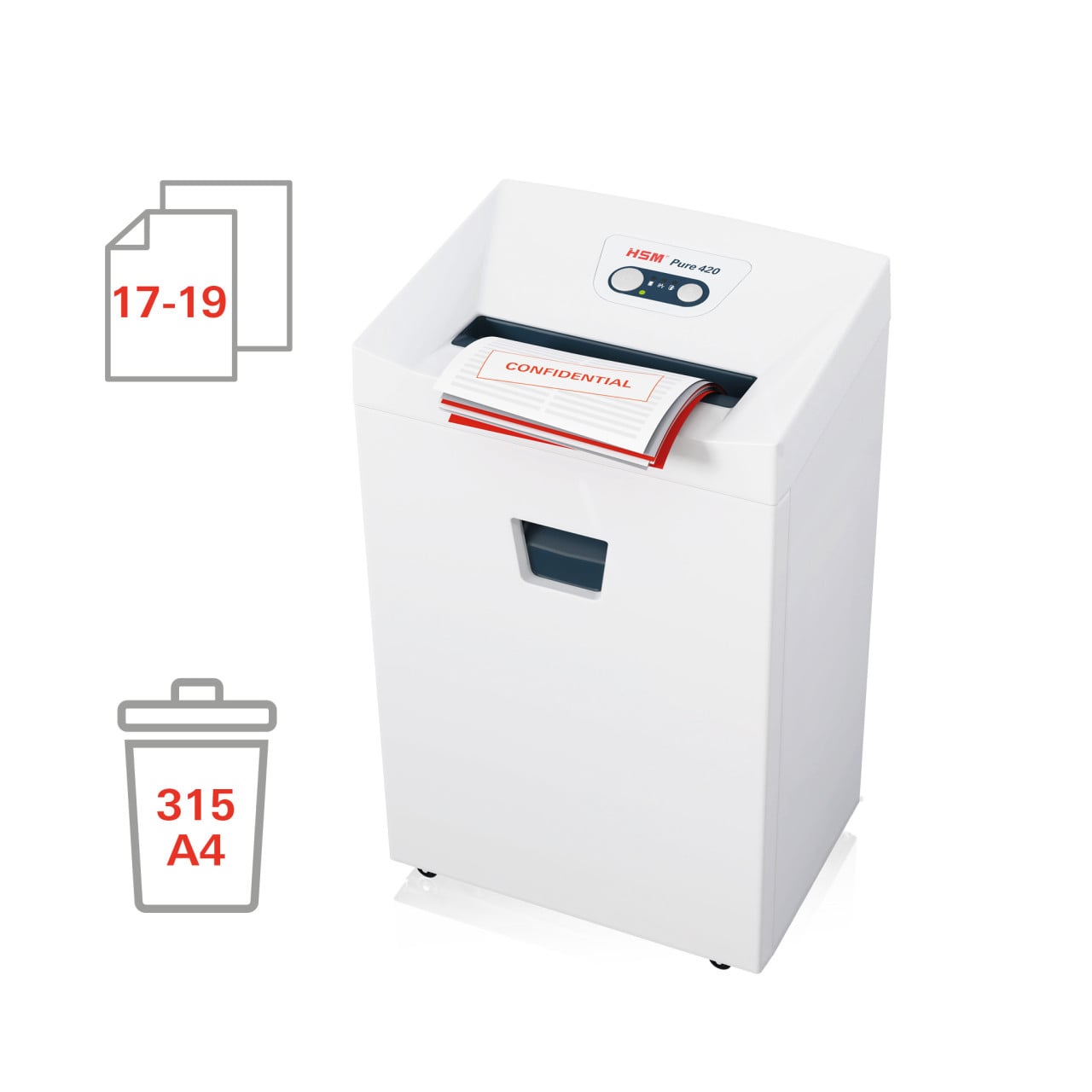 HSM Paper Shredder Pure 420 Strip 3.9mm