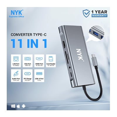 NYK MULTIPORT USB HUB TYPE C TO 11 IN 1 HDMI