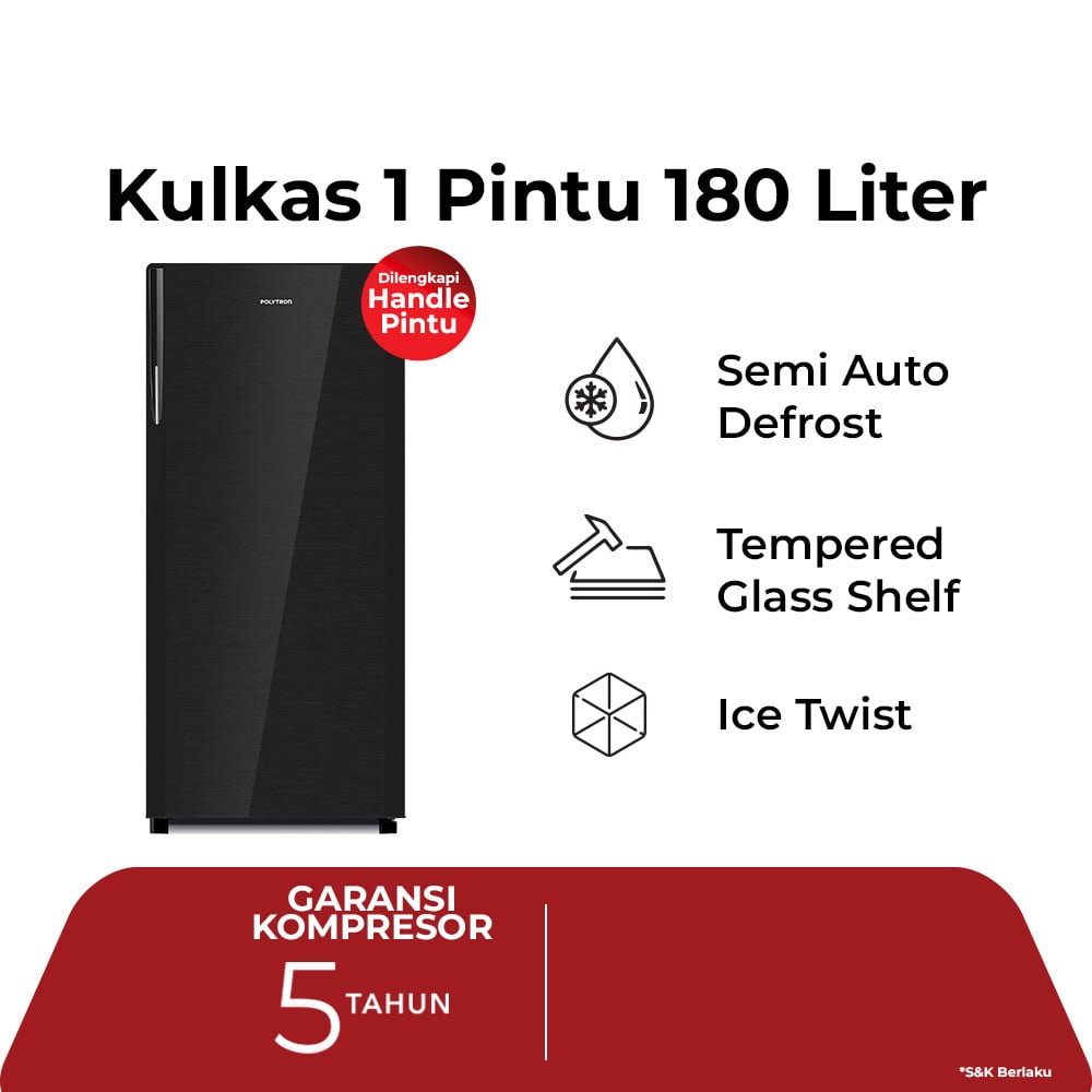 POLYTRON KULKAS 1 PINTU 180 LITER [PRA 18D]